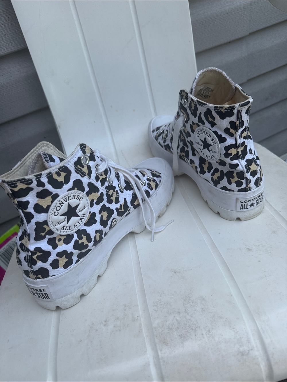 Converse Women Leopard Print High Top Sneakers - White/Black/Tan